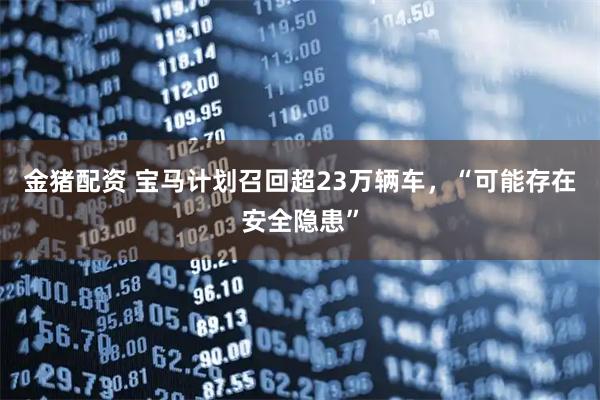 金猪配资 宝马计划召回超23万辆车，“可能存在安全隐患”