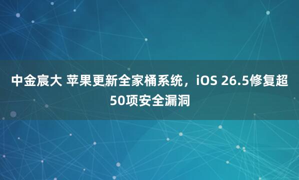 中金宸大 苹果更新全家桶系统，iOS 26.5修复超50项安全漏洞